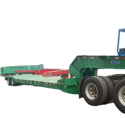 Un buen precio. Remolque Lowboy de carga frontal de 4 ejes de 120 toneladas con cuello de ganso desmontable removible hidráulico con cubierta baja para Kenia en línea