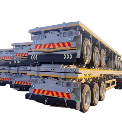Un buen precio. Contenedor de alta eficiencia para transporte marítimo Semirremolque azul 30-80 toneladas 2 3 4 Ejes Semirremolque de cama plana en línea