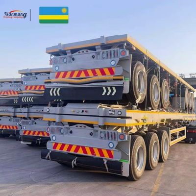 Un buen precio. 40 pies 3 y 4 ejes 48 pies 53 pies Plataforma Contenedor de lecho plano Semirremolque con piso de acero de tractor 3-5mm Placa de diamante en línea