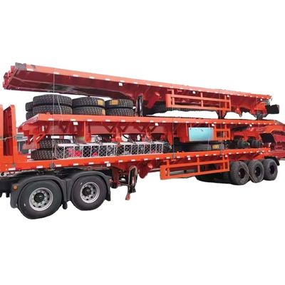Un buen precio. 70 toneladas 3 ejes Semi-remolque de cama plana Semi-remolque Pan Semi-camión Remolque de cama plana 40 pies 12 metros para la venta en línea