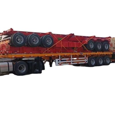 Un buen precio. Contenedor de transporte de 3 ejes de 20 pies Semi camión de cama plana Semi remolque de cama plana con refuerzo en línea