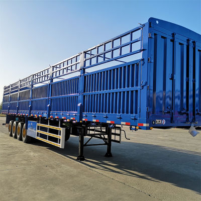 Un buen precio. Eje de 3/4 60/80 toneladas 12R20 neumático cerca de carga de ganado semirremolque remolque de transporte de animales con sistema de frenado de doble línea en línea